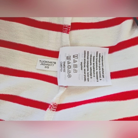 Tommy Hilfiger Red White Stripe Tunic Shirt Roll Cap Style Sleeve Trim Detail SP - Picture 9 of 9